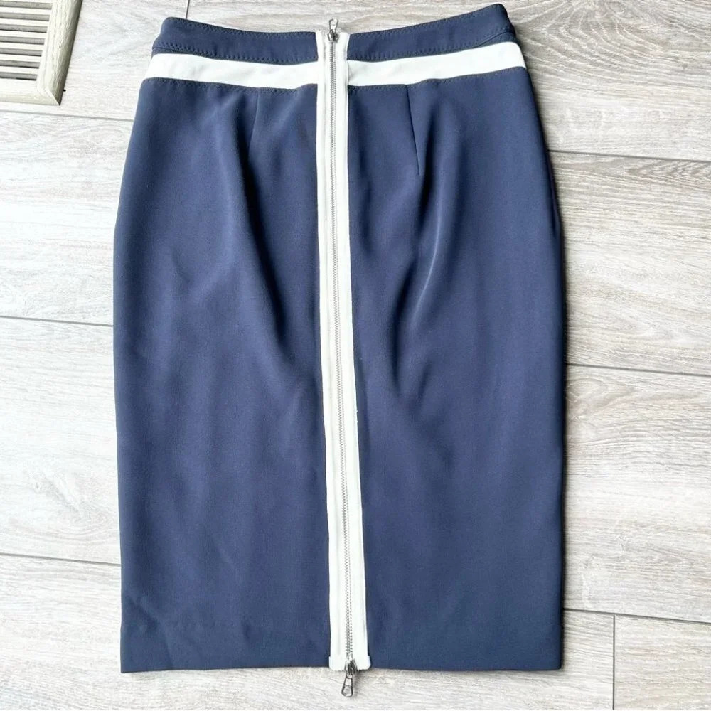 Rag & Bone Navy Ivory Contrasting Colour Midi Skirt - Picture 8 of 11